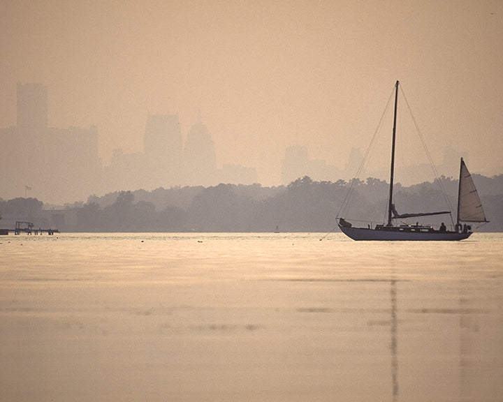Anchored Classic Sailboat, Detroit, Belle Island, Wall Art