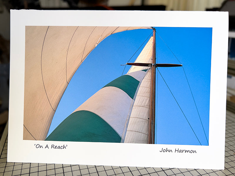 Abstract Sailing Art Print: Wooden Sailboat in Blue Sky - Perfect Gift for Sailors