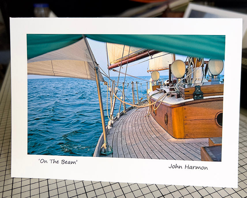 On the Beam- Classic Wooden Sailboat Under Sail on Lake Erie- Sailing Art