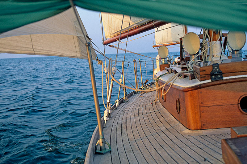 On the Beam- Classic Wooden Sailboat Under Sail on Lake Erie- Sailing Art