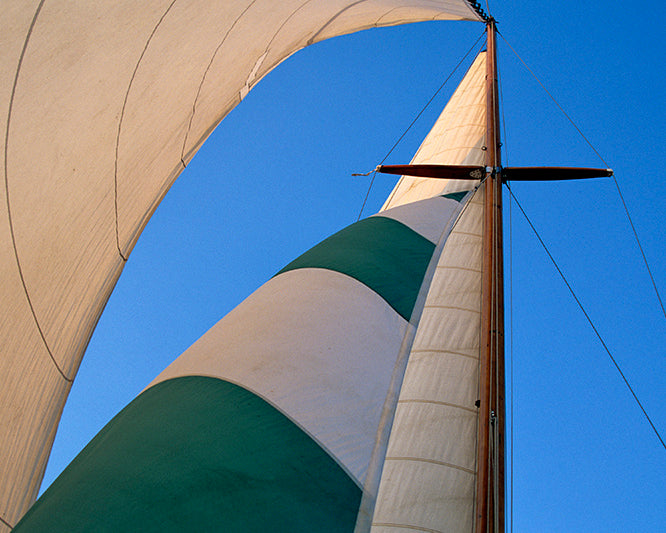 Abstract Sailing Art Print: Wooden Sailboat in Blue Sky - Perfect Gift for Sailors