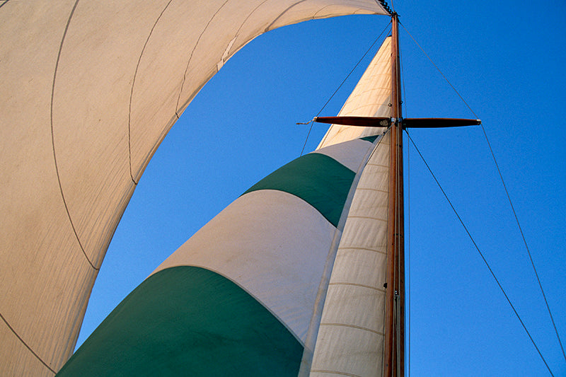Abstract Sailing Art Print: Wooden Sailboat in Blue Sky - Perfect Gift for Sailors