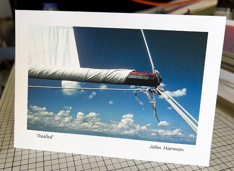 A Reefed Mainsail on a Classic Wooden Sailoat Fine Art Photo of Great Lakes Sailing