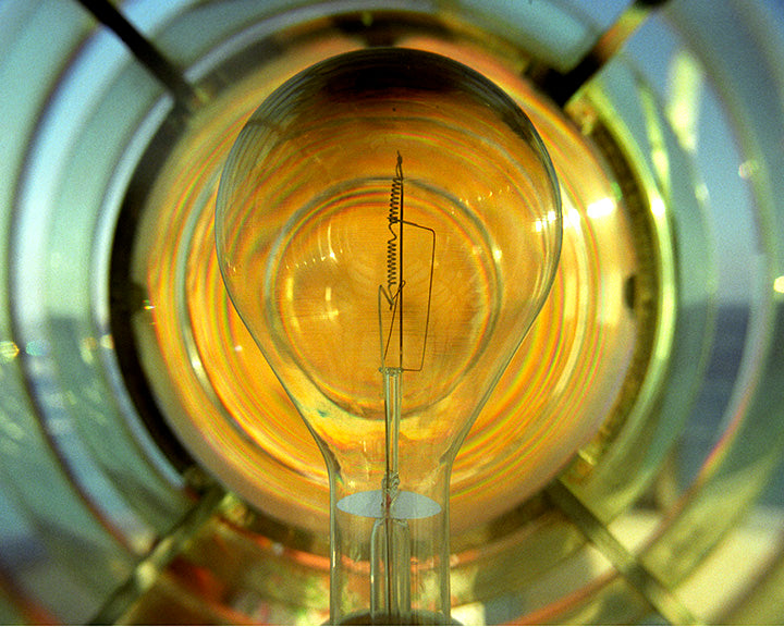 A Lighthouse bulb inside the fresnel lens. copyrighted John Harmon