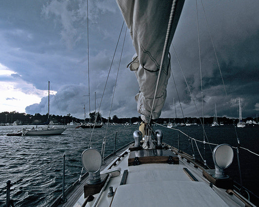 Classic Sailboat at Put in Bay Harbor During a Storm, Wall decor