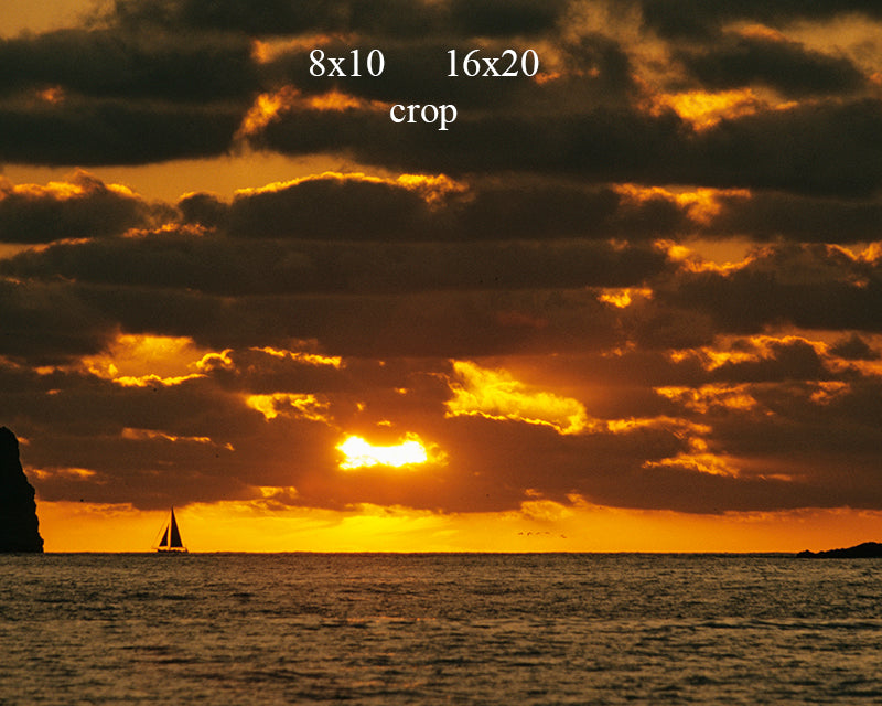 A Lone Sailboat on the Horizon as the Sun Sets Ixtapa Mexico Fine Art Photo