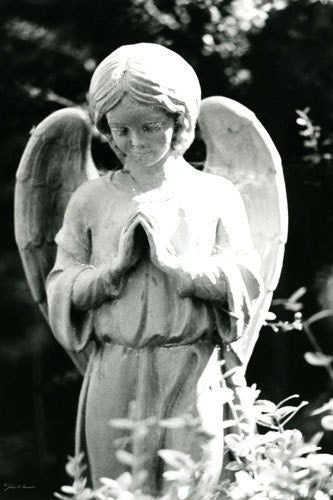 Praying Angel Statue in Black and White Fine Art Spiritual Photo