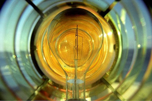 A Lighthouse bulb inside the fresnel lens. copyrighted John Harmon