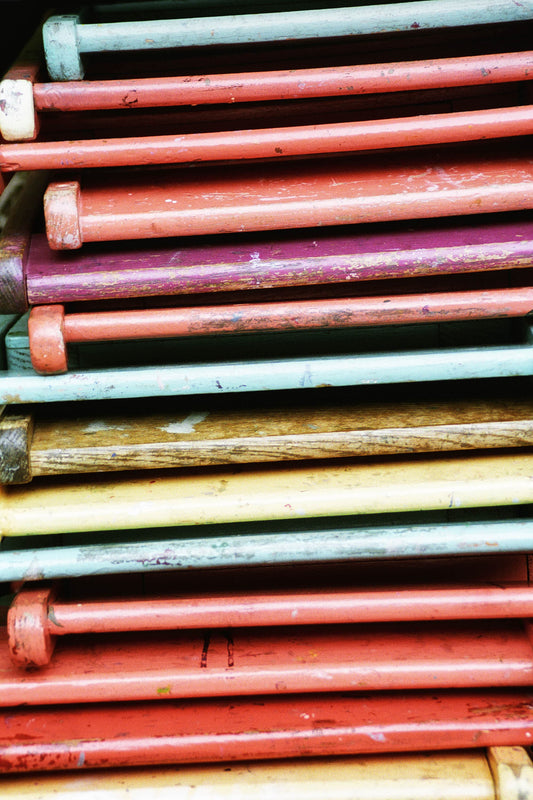 Pastel Colorful Painted Wooden Chairs Home Decor Photography