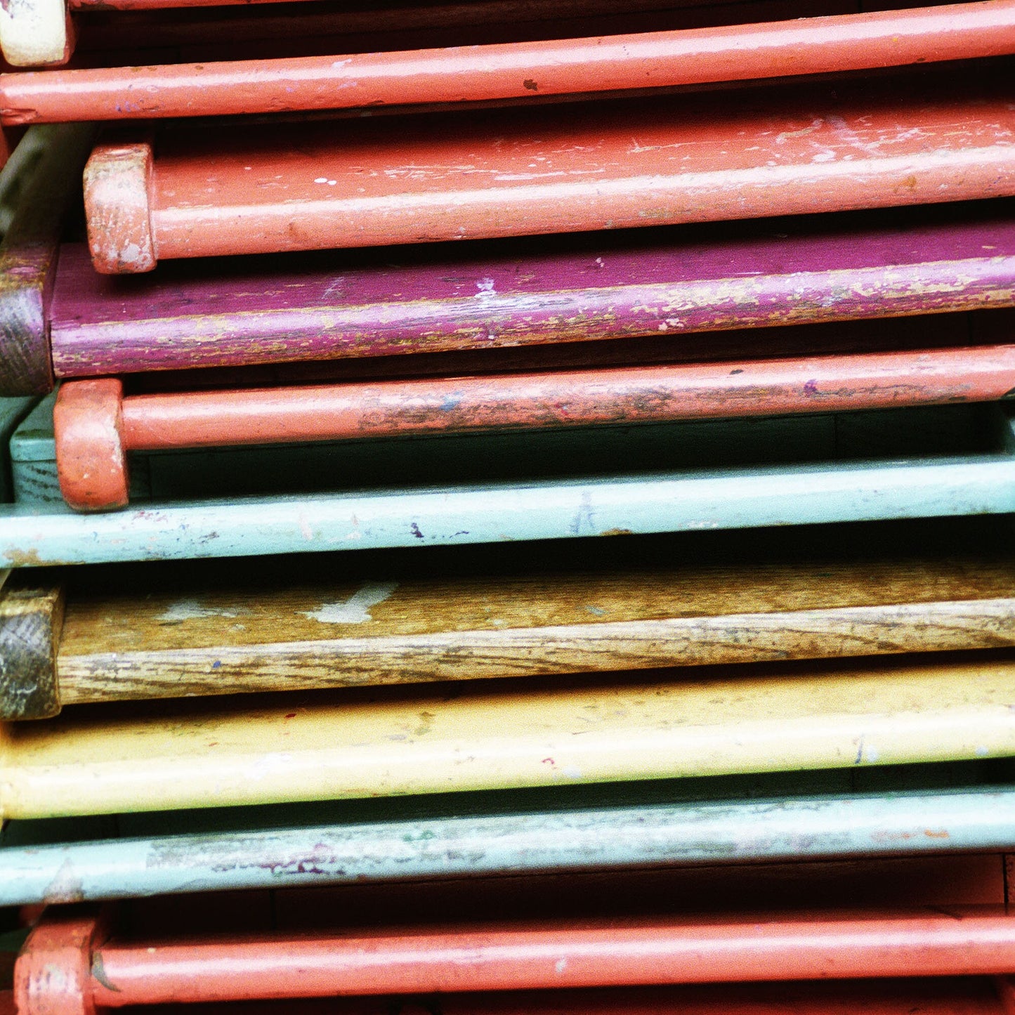 Pastel Colorful Painted Wooden Chairs Home Decor Photography