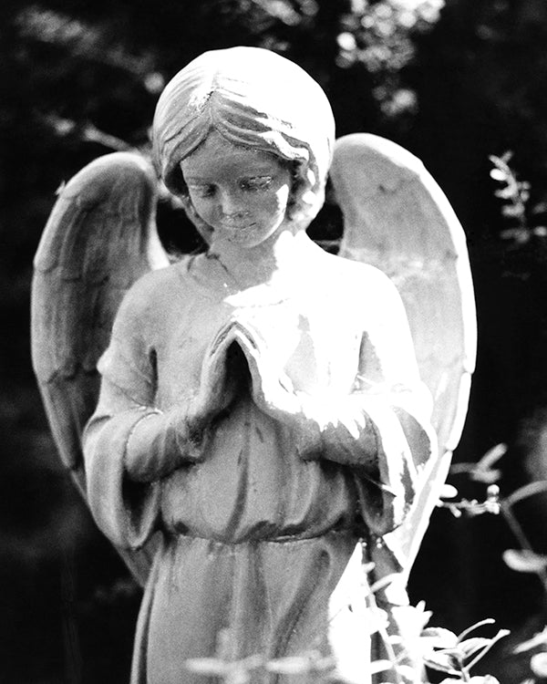 Praying Angel Statue in Black and White Fine Art Spiritual Photo