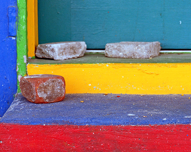The Cosmic Doorstep: A Path to Happiness - Vibrant Fine Art Photo with Primary Colors