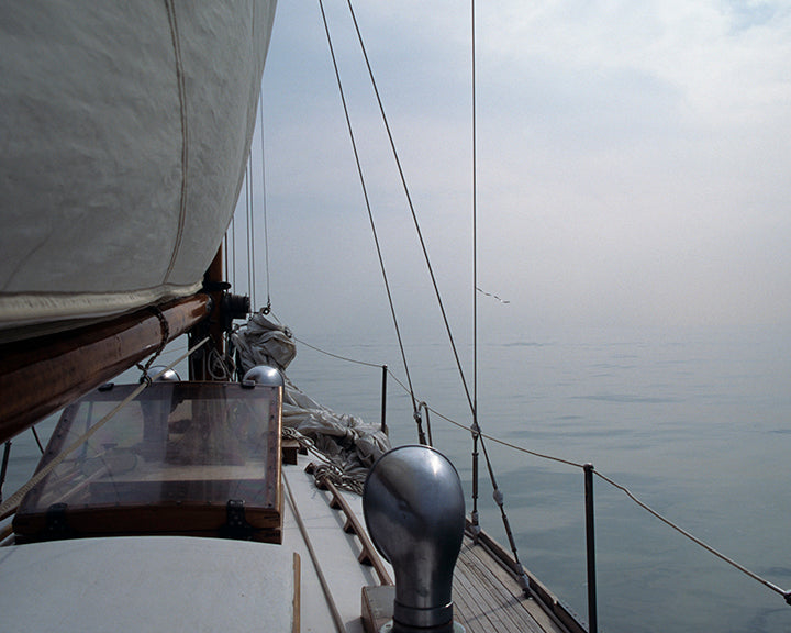 Classic Sailboat, in the Fog, Lake Erie Sailing Art