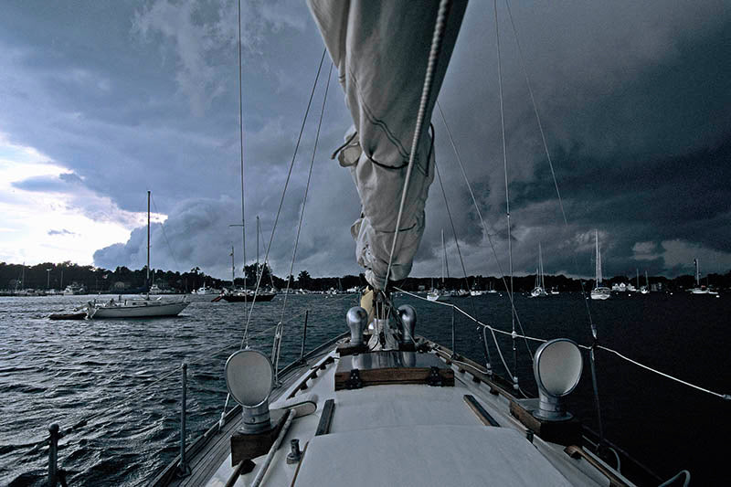 Classic Sailboat at Put in Bay Harbor During a Storm, Wall decor