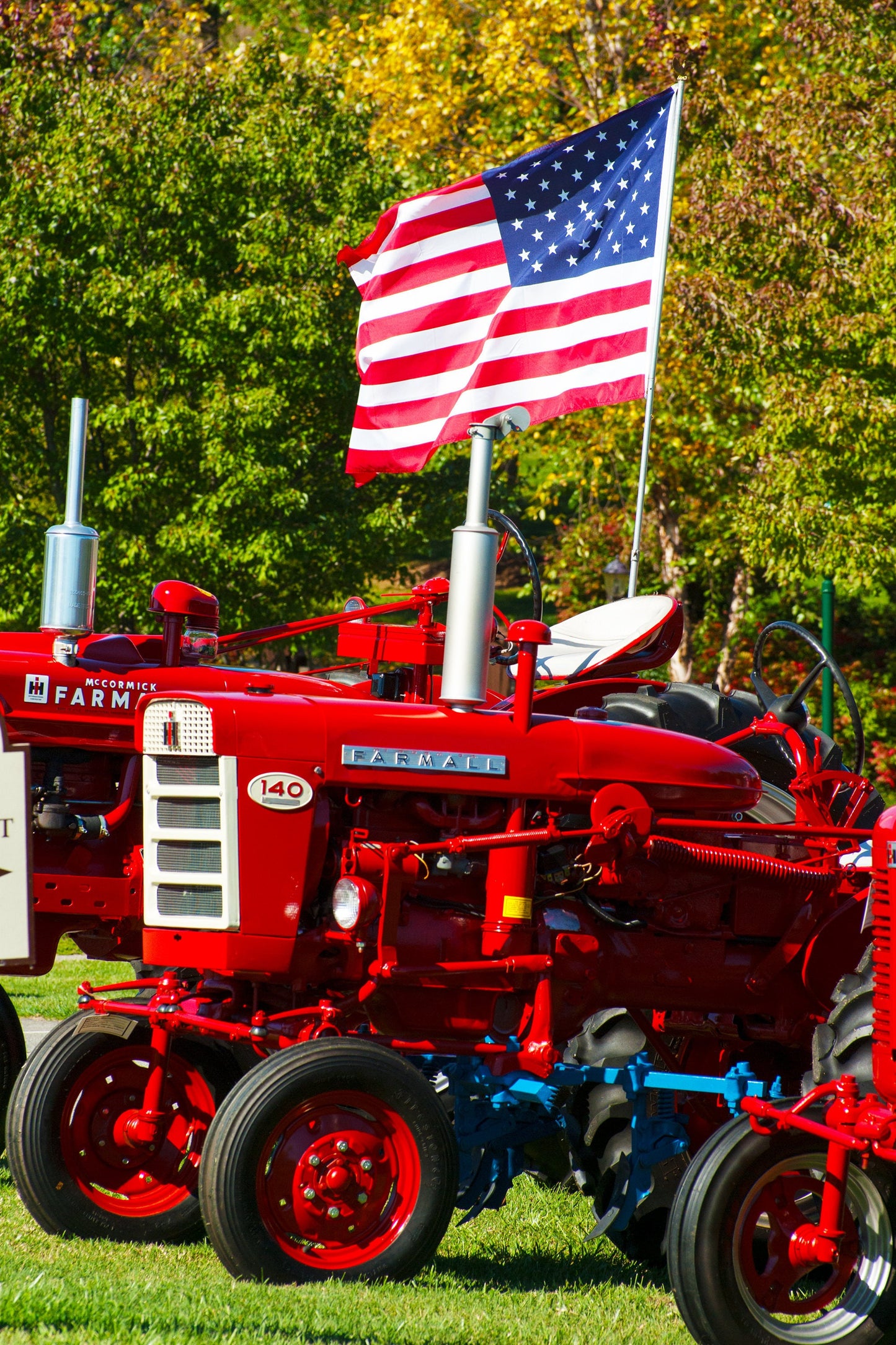 Old Farmall Tractor, USA flag, Americana Wall Decor