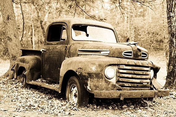 Ford F 1 Truck Sepia Toned Photo Decor for Men