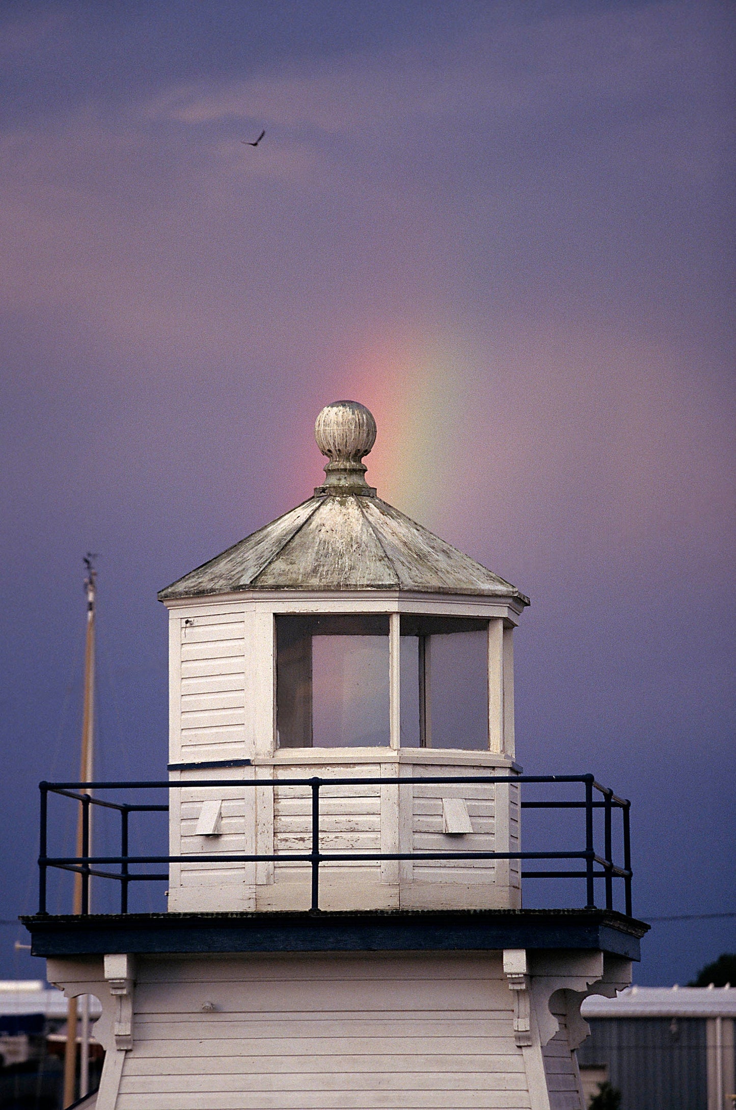 Port Clinton Lighthouse In Ohio with  Rainbow Fine Art Photo